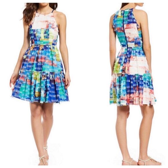 Belle Badgley Mischka Blair Fringe Dress 
Sleeveless Mini Colorful Dress - Picture 2 of 9
